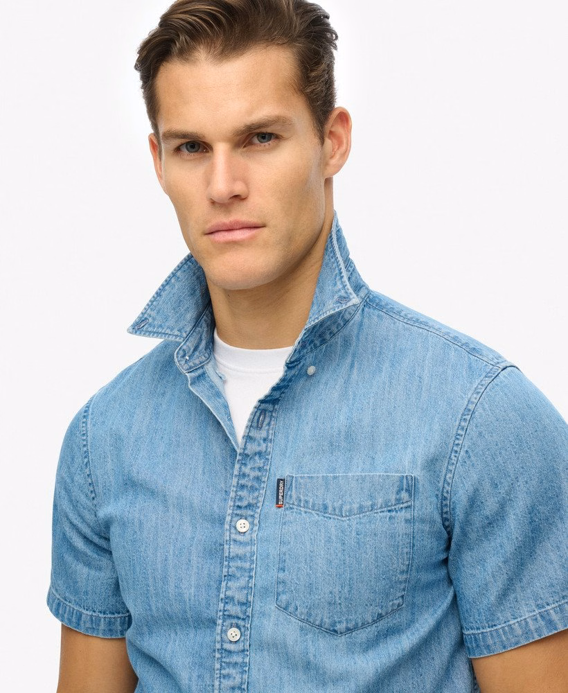 Essentieel denim overhemd met korte mouwen