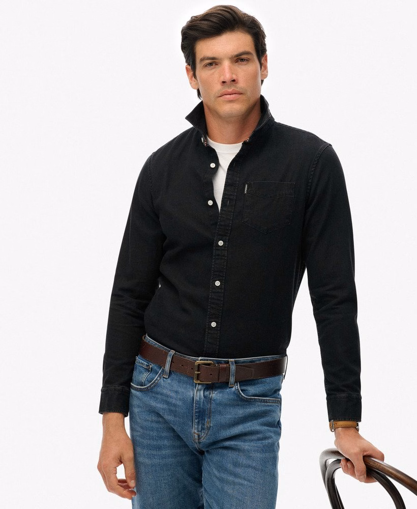 Essentieel denim overhemd met lange mouwen