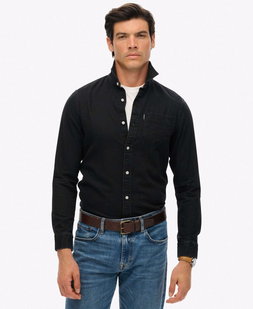 Essentieel denim overhemd met lange mouwen