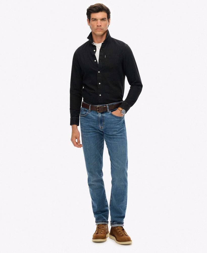 Essentieel denim overhemd met lange mouwen