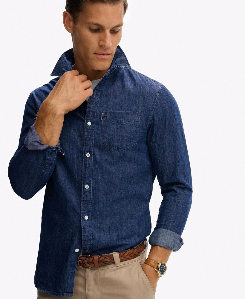 Essentieel denim overhemd met lange mouwen