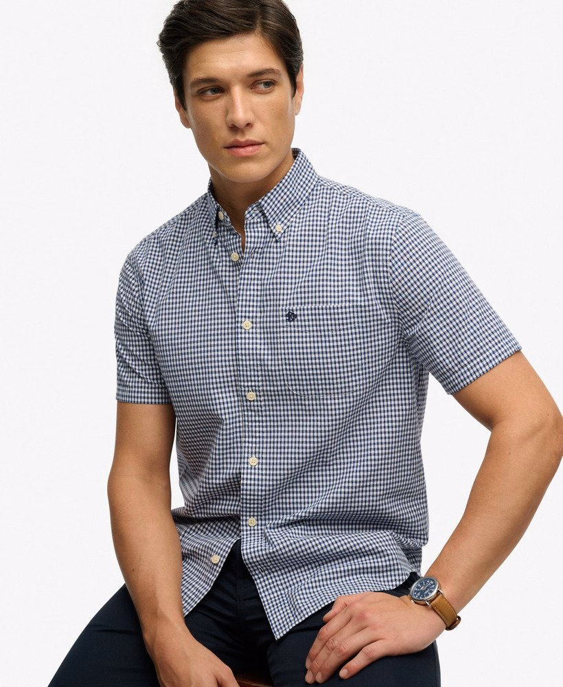 Preppy poplin overhemd met korte mouwen