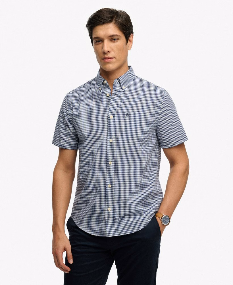 Preppy poplin overhemd met korte mouwen