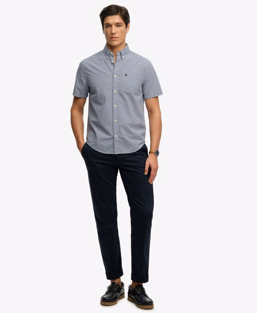 Preppy poplin overhemd met korte mouwen