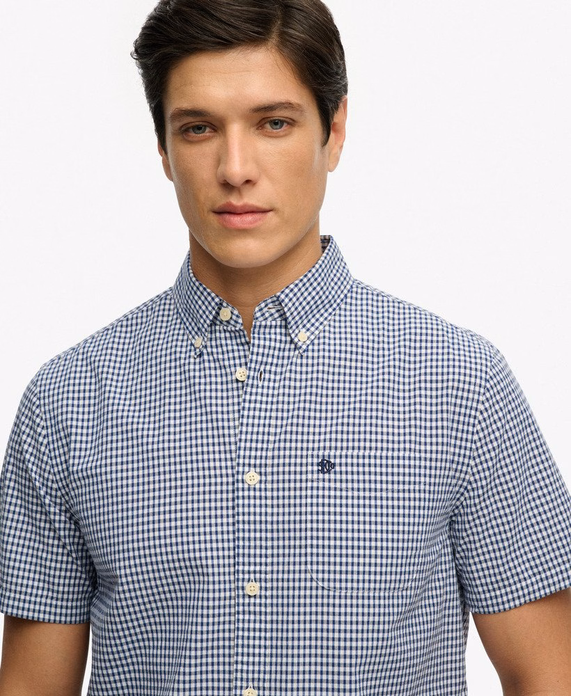 Preppy poplin overhemd met korte mouwen