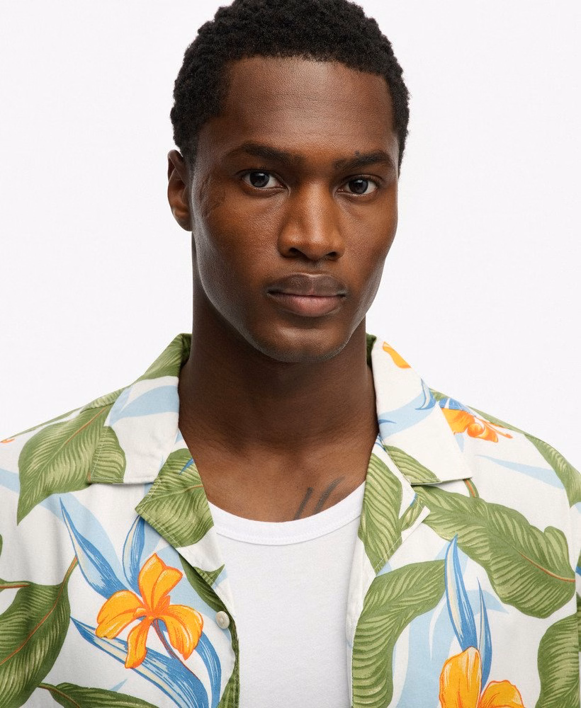T-shirt met korte mouwen en Hawaïaanse print