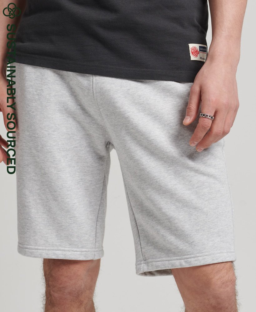 biologische katoenen shorts met vintage logo in glacier grey marl.