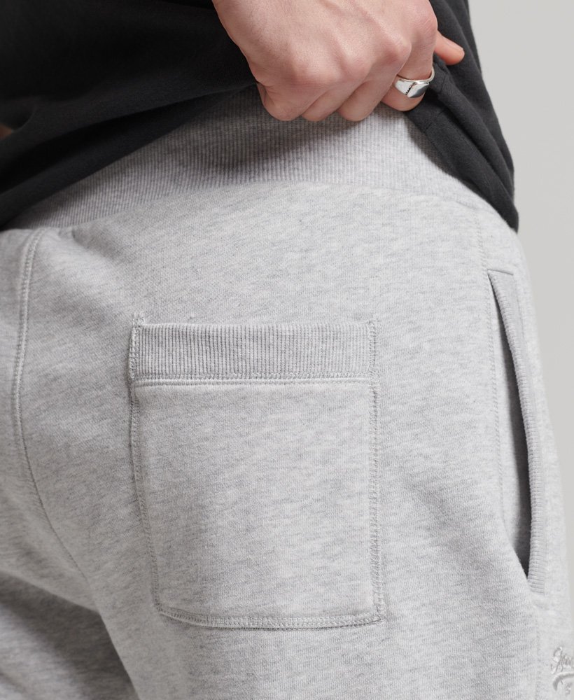 biologische katoenen shorts met vintage logo in glacier grey marl.