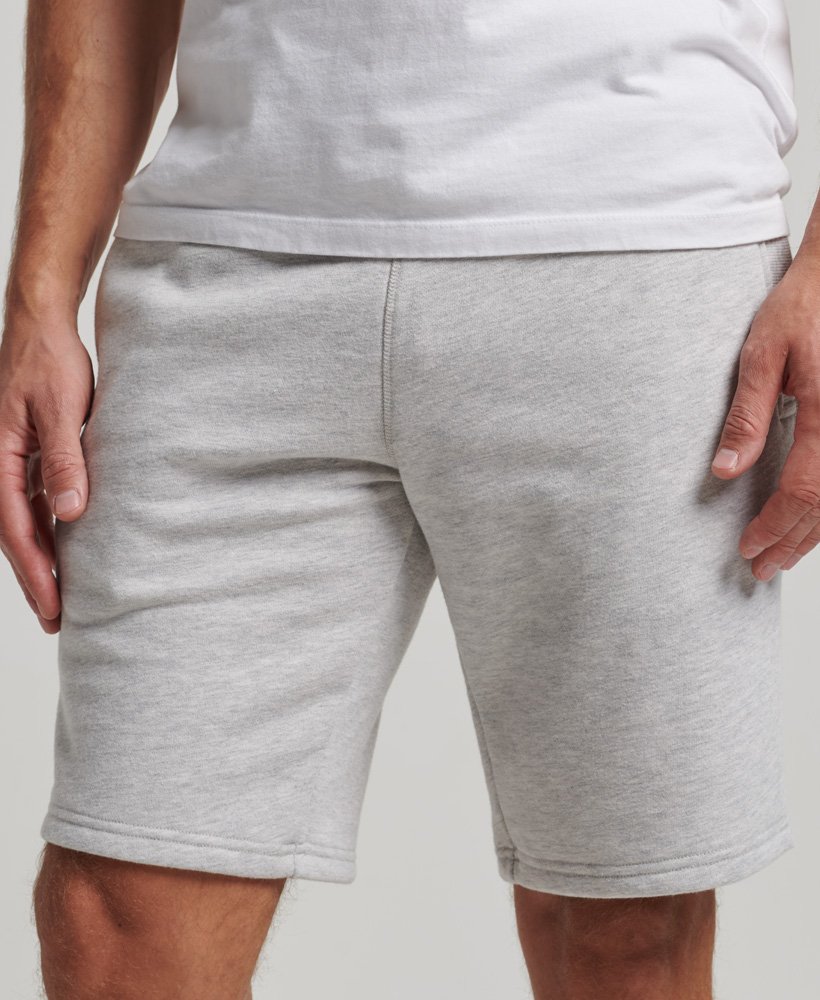 vintage jersey shorts met geborduurd logo in glacier grey marl.