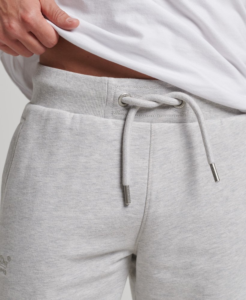 vintage jersey shorts met geborduurd logo in glacier grey marl.