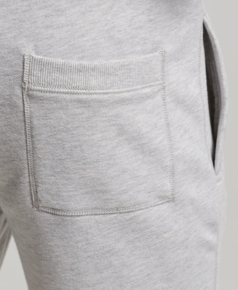 vintage jersey shorts met geborduurd logo in glacier grey marl.