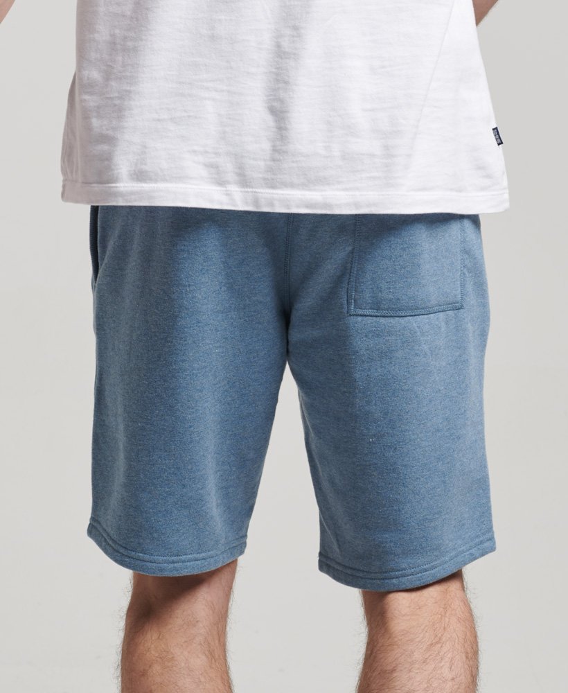 vintage jersey shorts met geborduurd logo in bluestone marl.