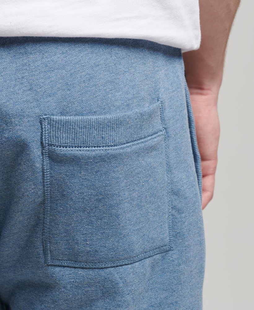 vintage jersey shorts met geborduurd logo in bluestone marl.