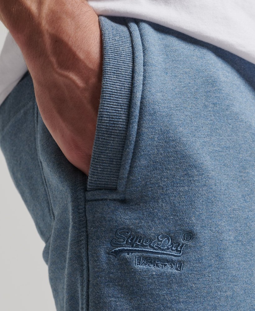 vintage jersey shorts met geborduurd logo in bluestone marl.