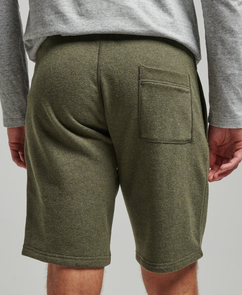 vintage jersey shorts met geborduurd logo in olijfgroen.