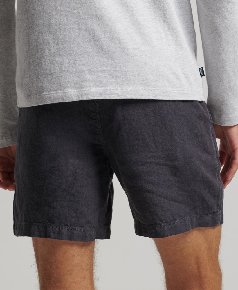 overgeverfde linnen shorts in grafietblauw