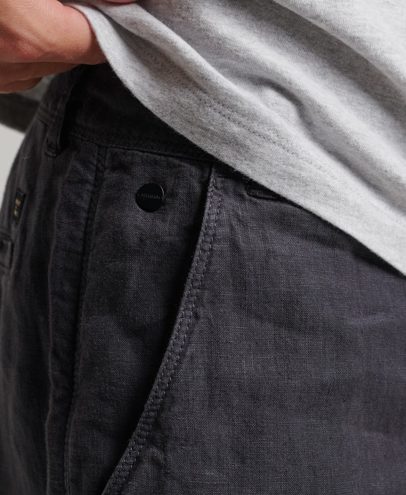 overgeverfde linnen shorts in grafietblauw