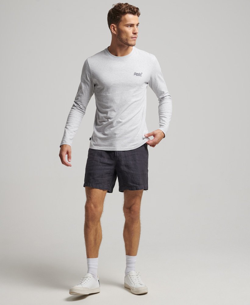 overgeverfde linnen shorts in grafietblauw