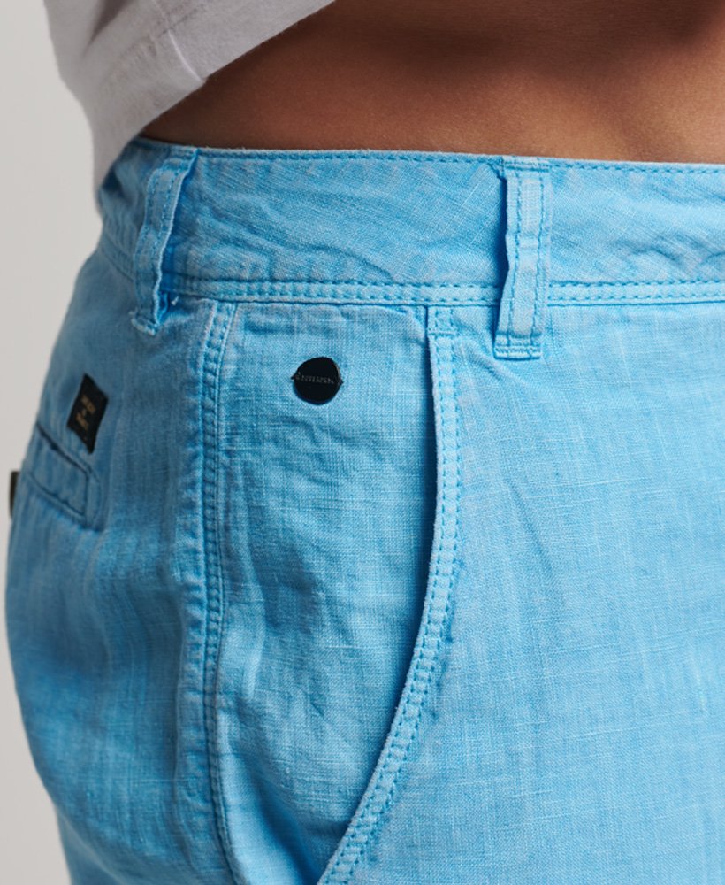 overgeverfde linnen shorts in carnavalsblauw