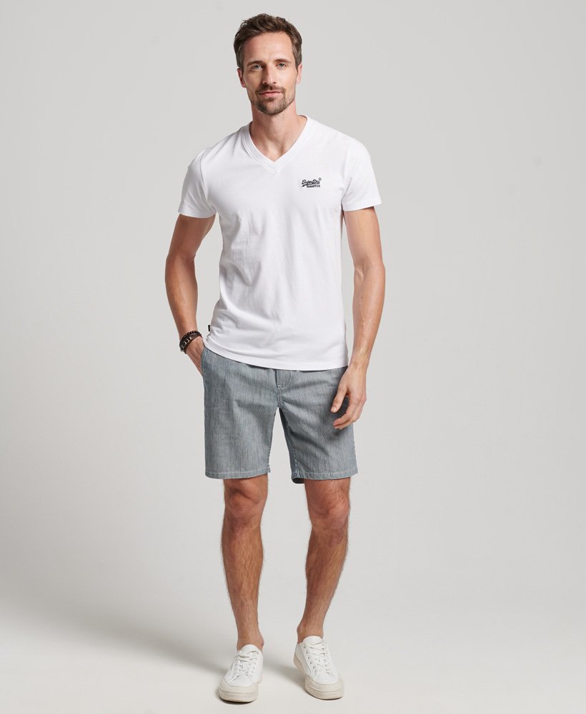 overgeverfde shorts met blauwe strepen
