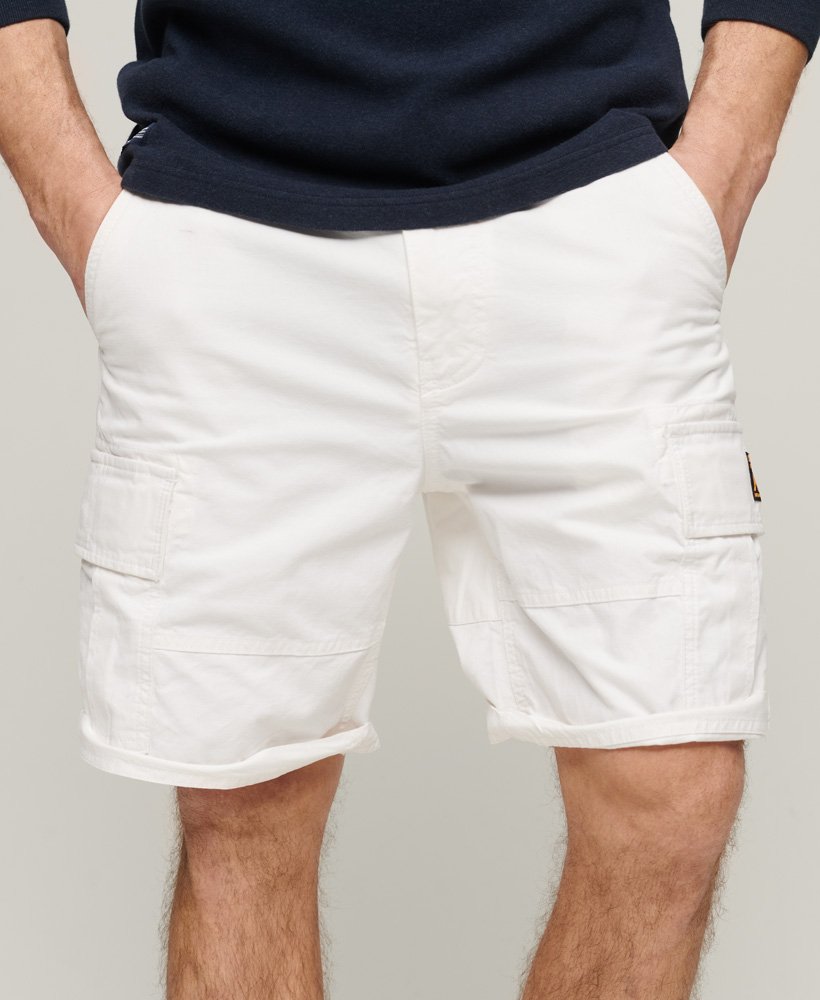 biologische katoenen cargo shorts met een zware afwerking in optic
