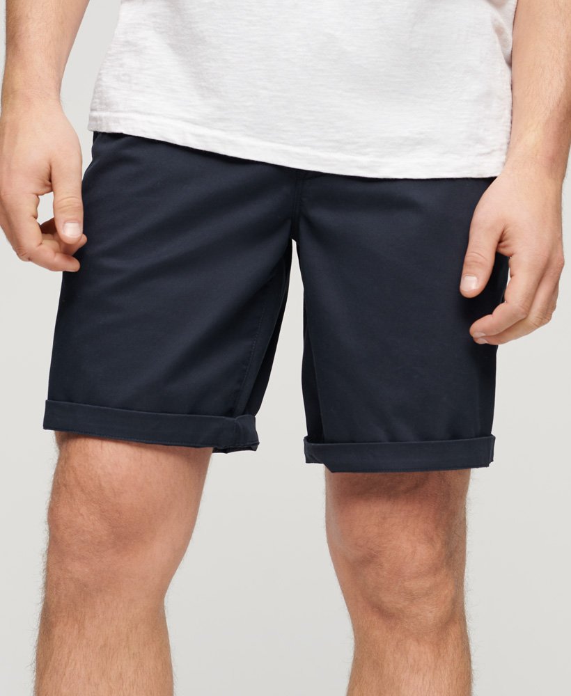 slim stretch chino shorts in rinse navy