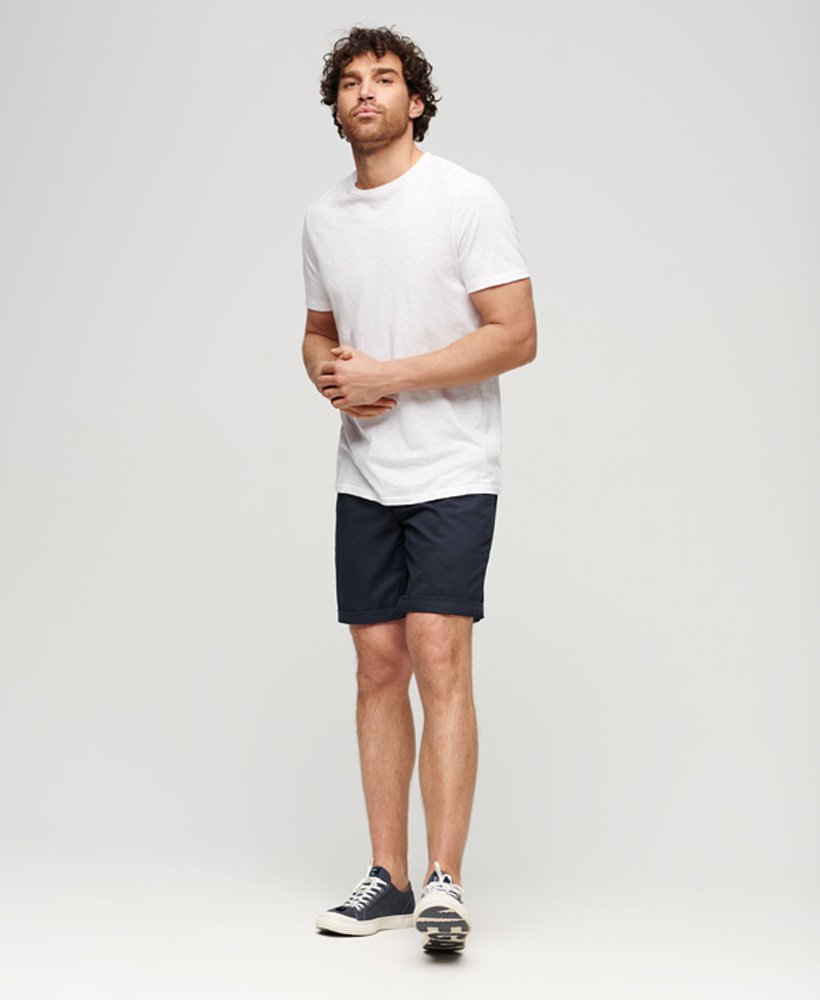 slim stretch chino shorts in rinse navy