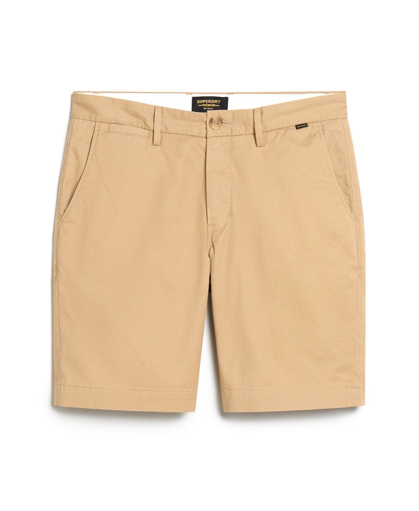 stretch chino shorts in shaker beige