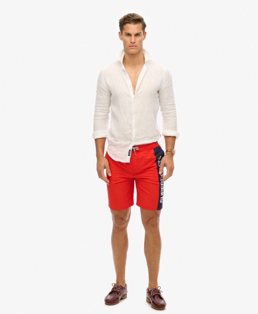 sportkleding logo boardshorts van gerecycled materiaal 19 inch in appelrood
