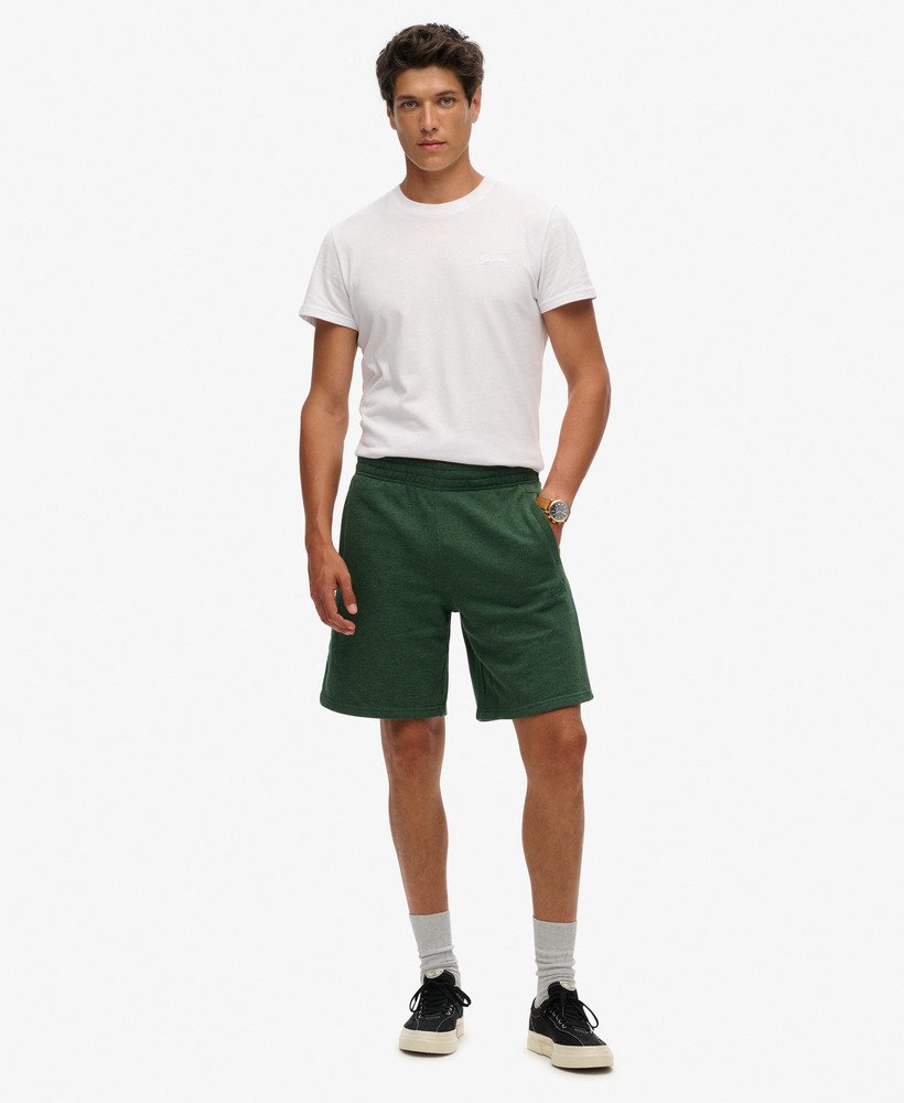 essential logo jersey shorts in heritage pine green marl