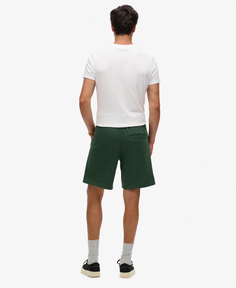 essential logo jersey shorts in heritage pine green marl
