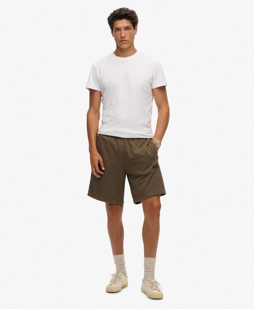 essential logo jersey shorts in diep olijfgroen
