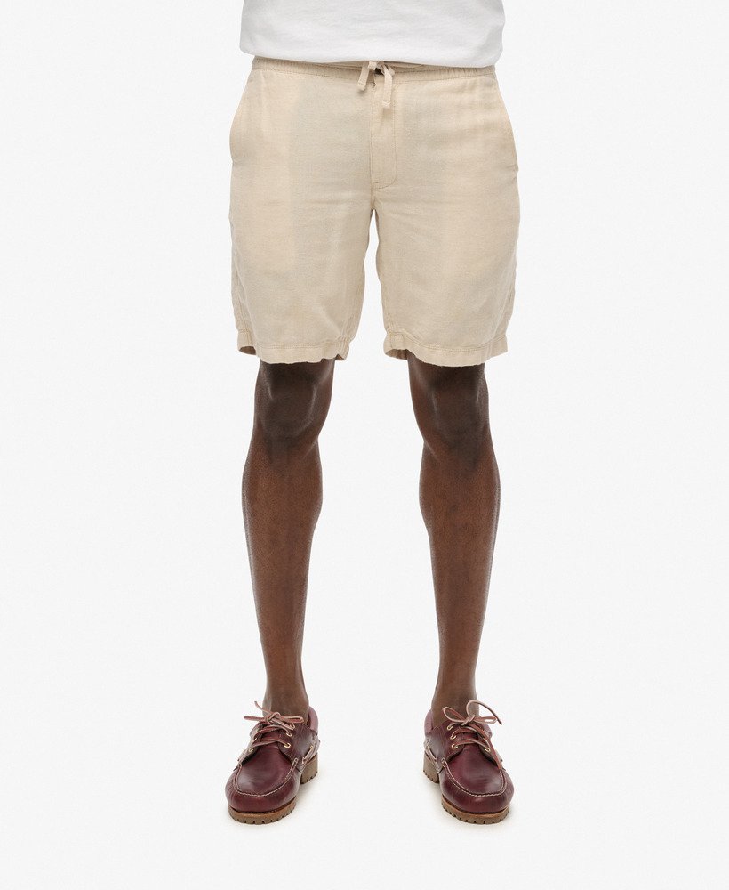 linnen shorts met trekkoord in steengrijs