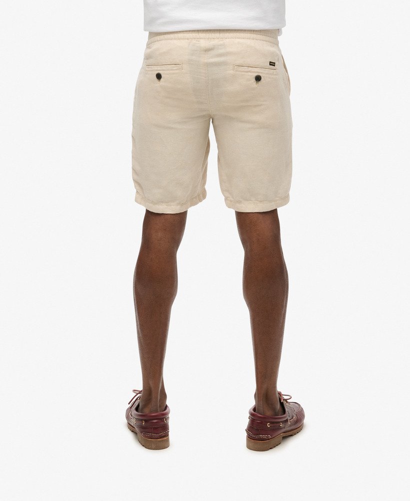 linnen shorts met trekkoord in steengrijs
