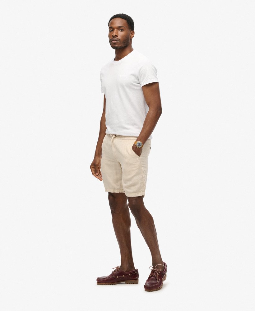 linnen shorts met trekkoord in steengrijs