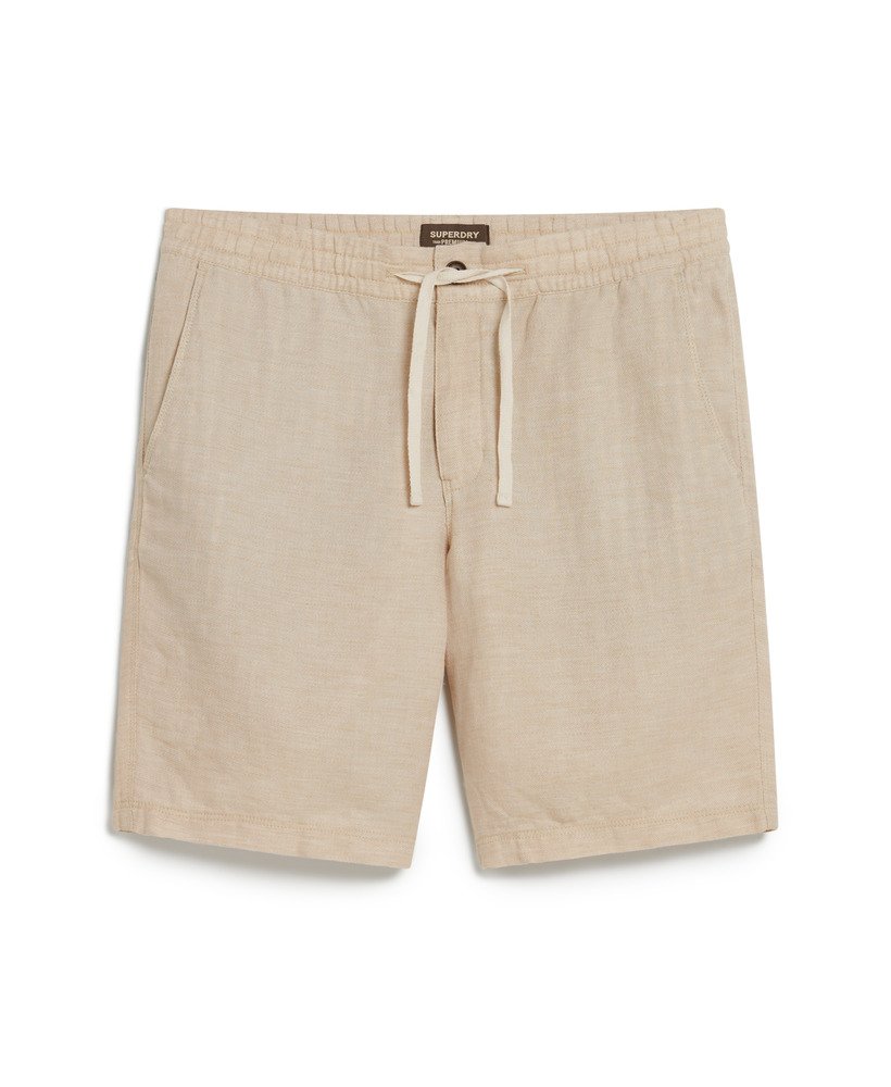 linnen shorts met trekkoord in steengrijs