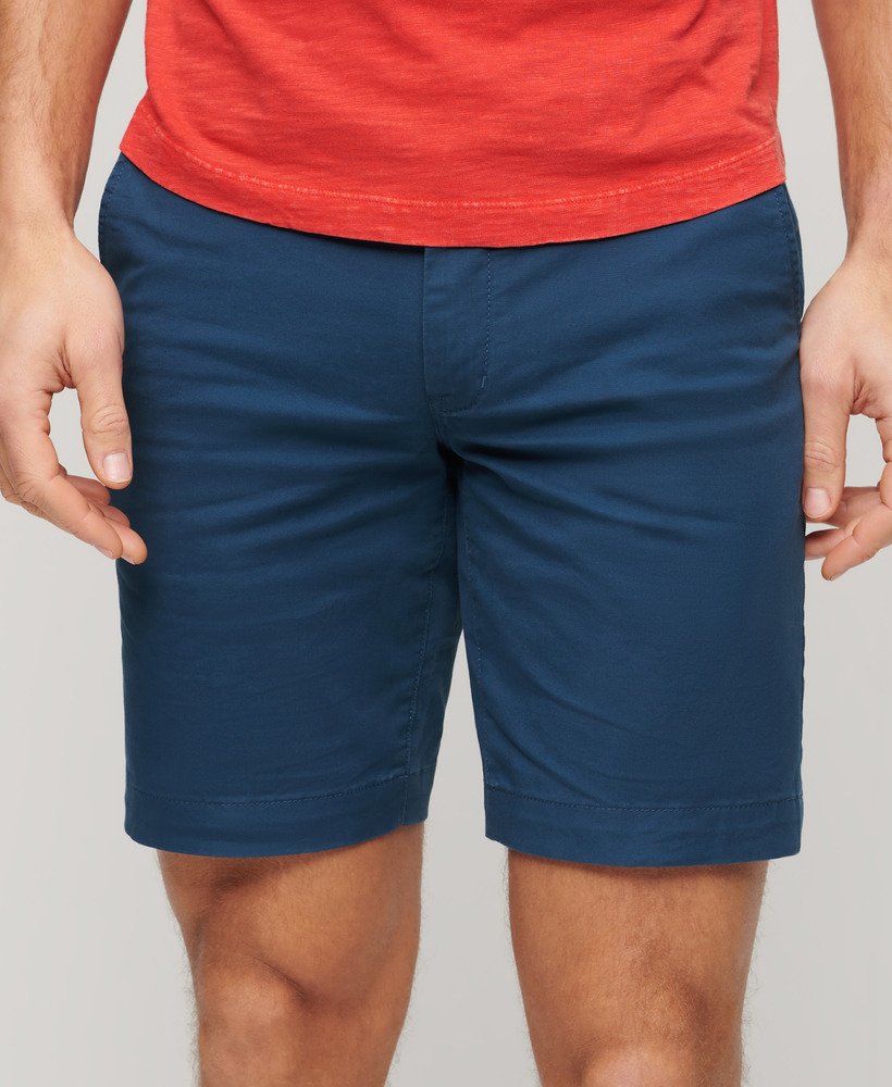 stretch chino shorts in pilot mid blue