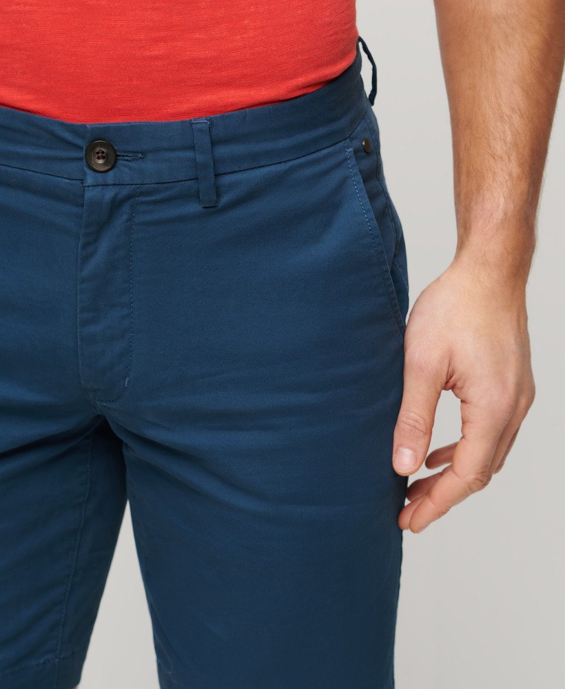 stretch chino shorts in pilot mid blue