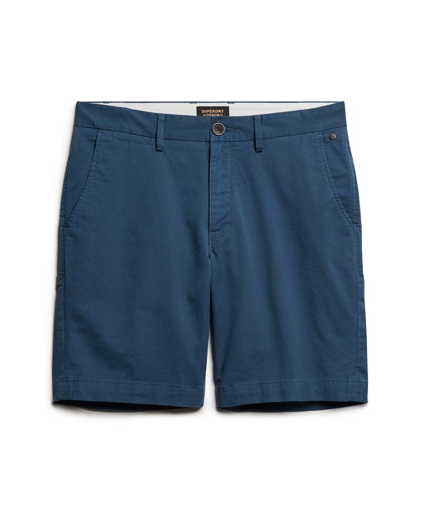 stretch chino shorts in pilot mid blue