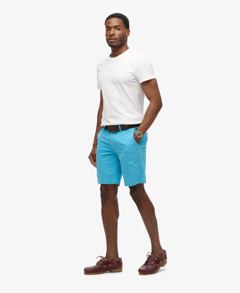 stretch chino shorts in toekanblauw