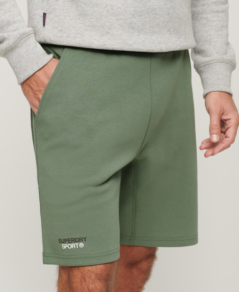 sport tech logo tapered shorts in laurel khaki