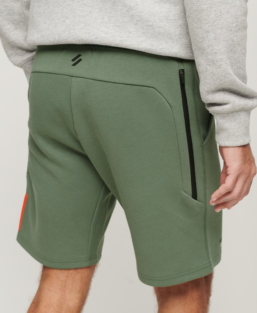 sport tech logo tapered shorts in laurel khaki