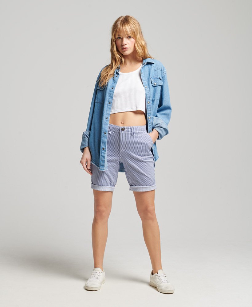 city chino shorts in navy stripe