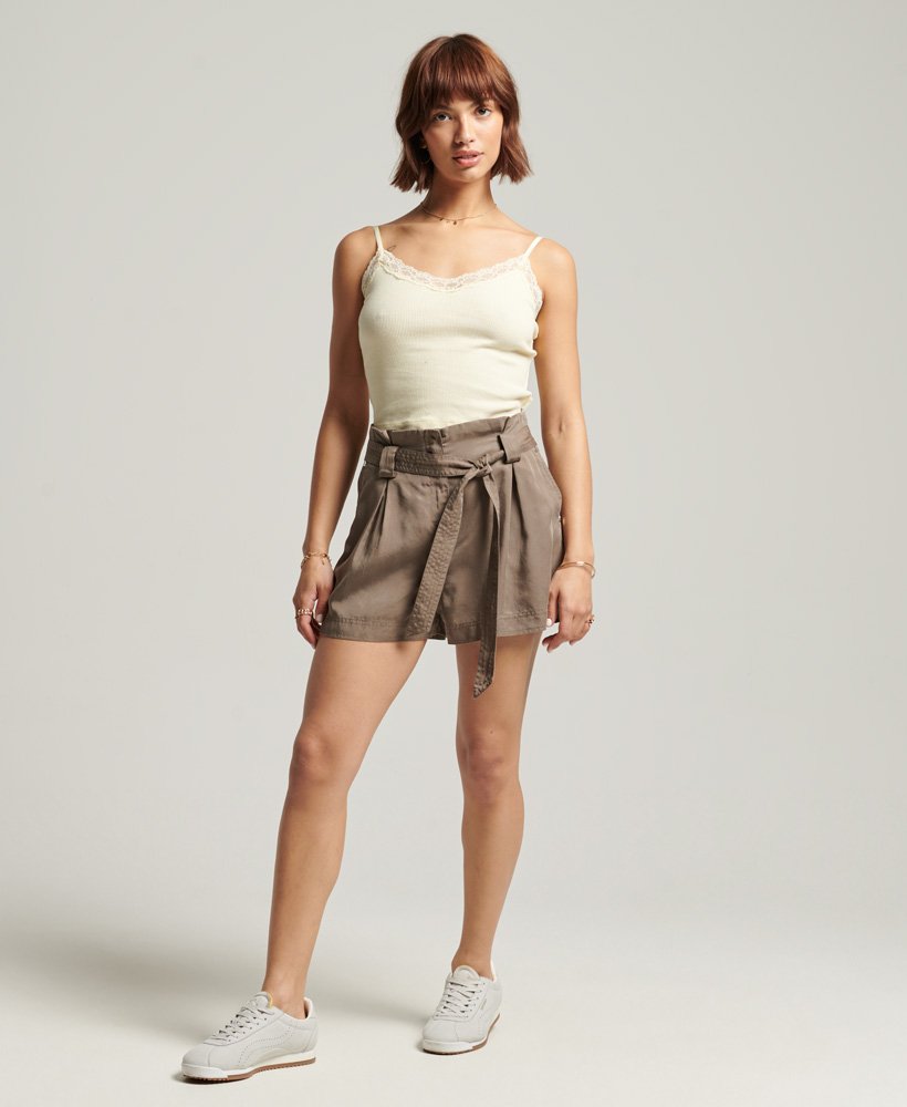 desert paperbag shorts met elastisch koord