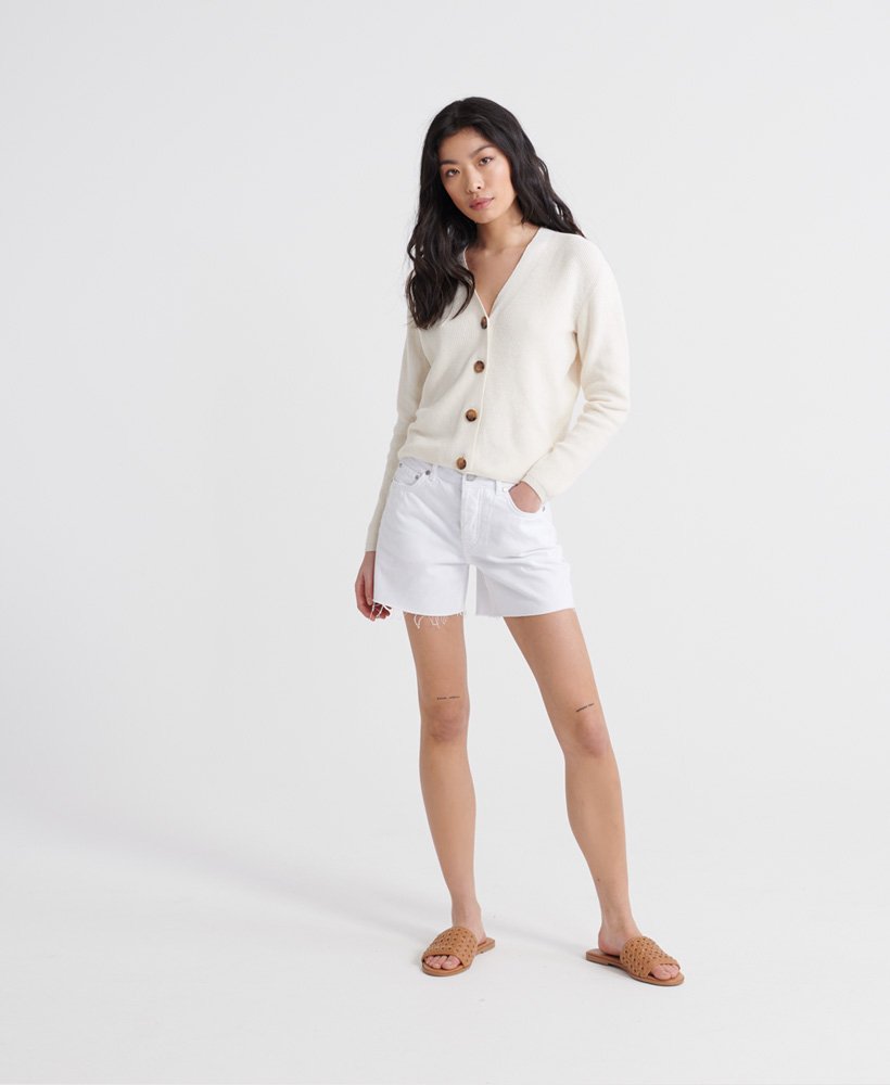 denim mid-length shorts in optic
