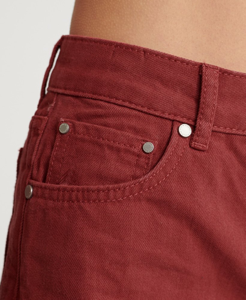 middellange denim shorts in aardrood