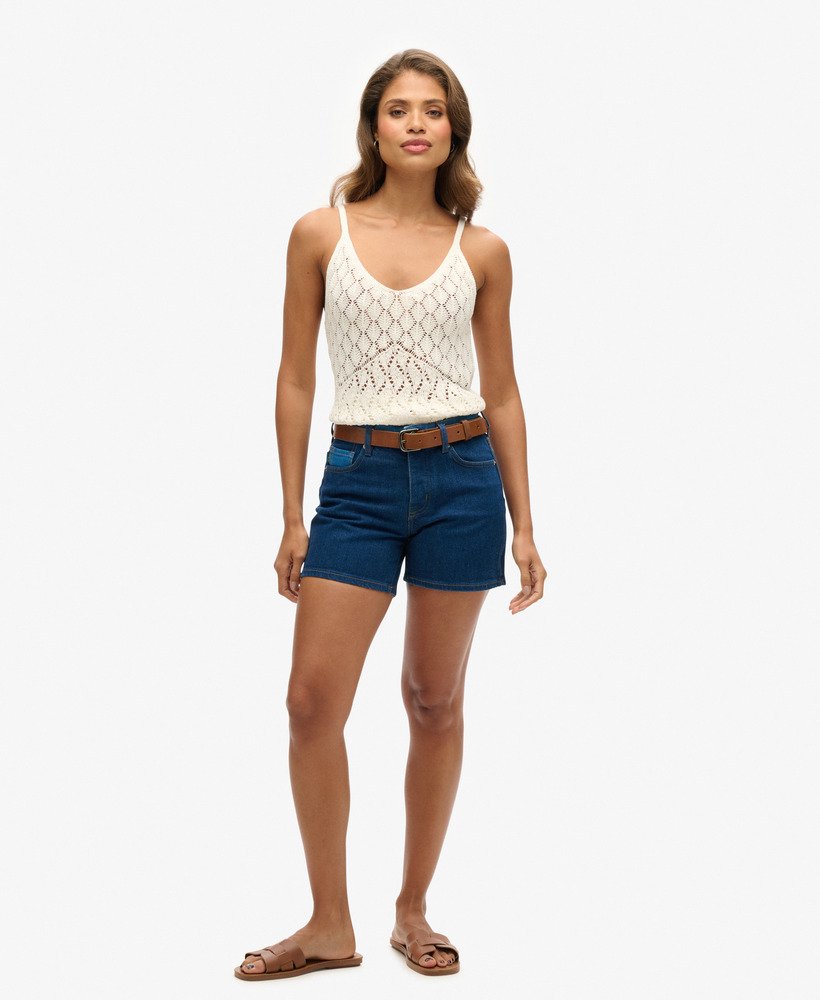 slim fit shorts met middelhoge taille in mill wash mixing
