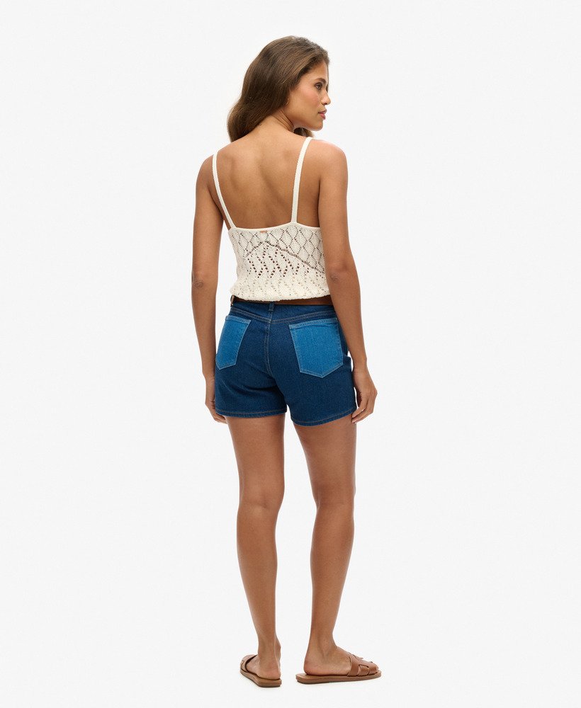 slim fit shorts met middelhoge taille in mill wash mixing
