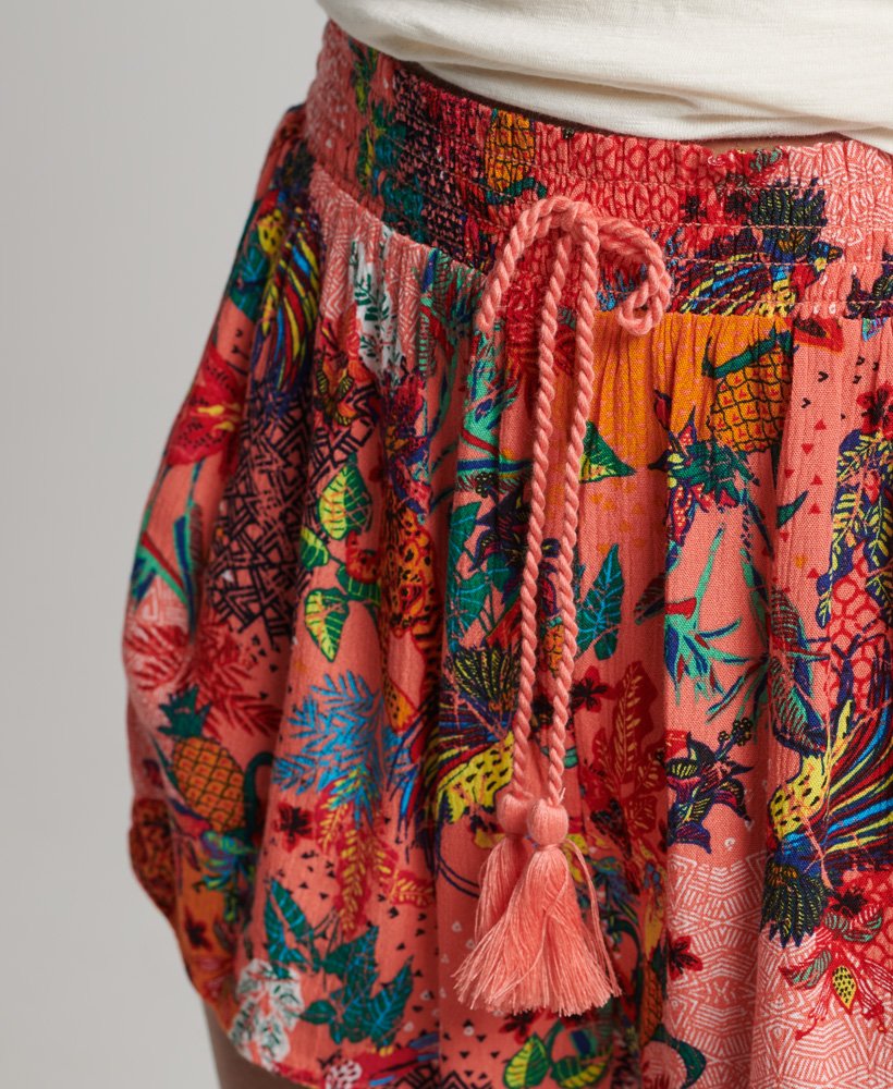 vintage strandshorts met print in koraalroze.