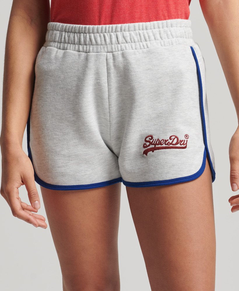 vintage logo college shorts in gletsjergrijs gemêleerd